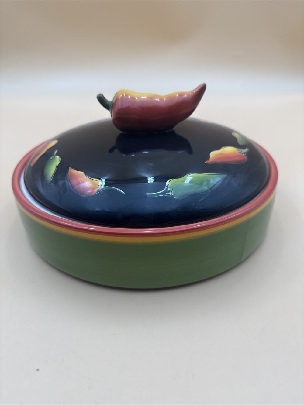 Clay Art Fiesta Hand Painted StoneLite Clay Hot Pepper Ceramic Tortilla Warmer